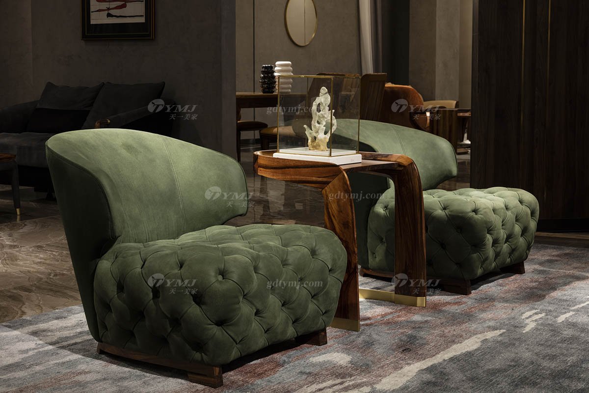 高端豪別墅會所豪宅家具品牌輕奢新中式風客廳高彈高密度海綿時尚轉角真皮沙發系列單位沙發