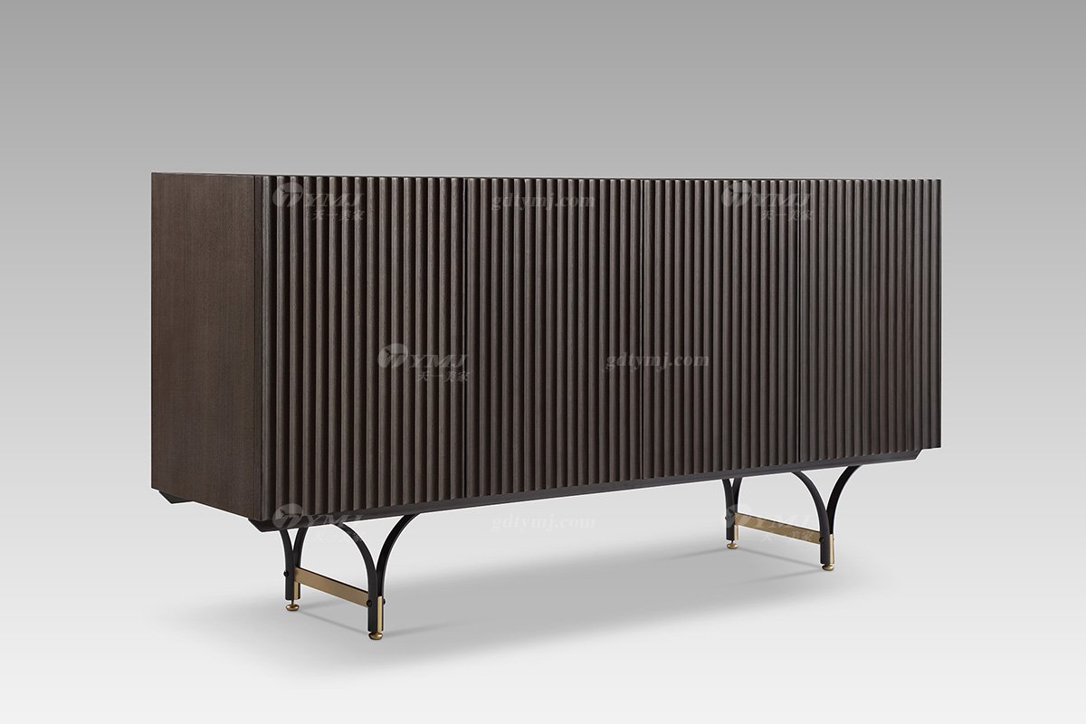 現代輕奢高端會所家具品牌灰橡色+意大利金裝飾柜裝飾柜LH2818側面