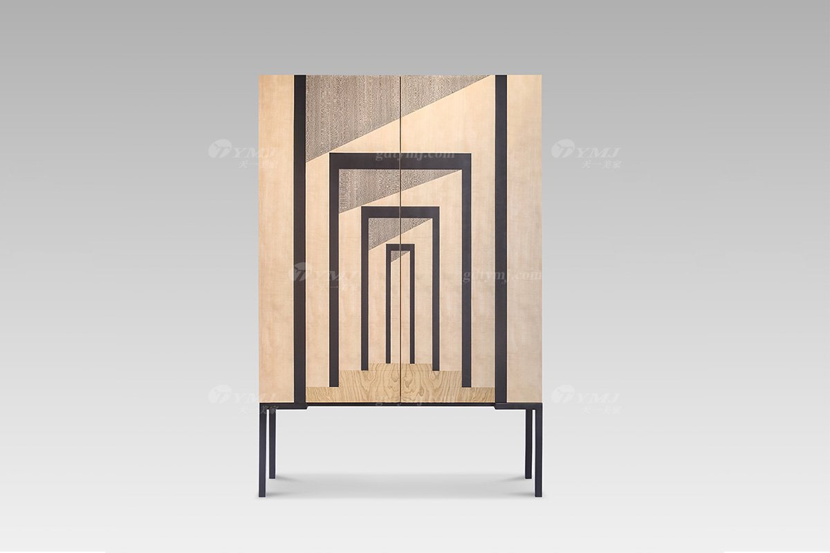 現代輕奢高端別墅家具品牌時尚白楓木裝飾柜