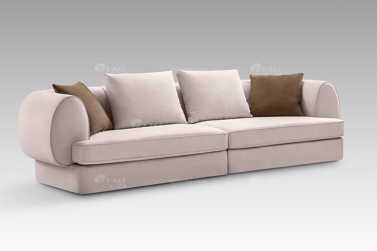 現代輕奢時尚別墅會所家具品牌米色三位沙發三位沙發LS2818-36側面