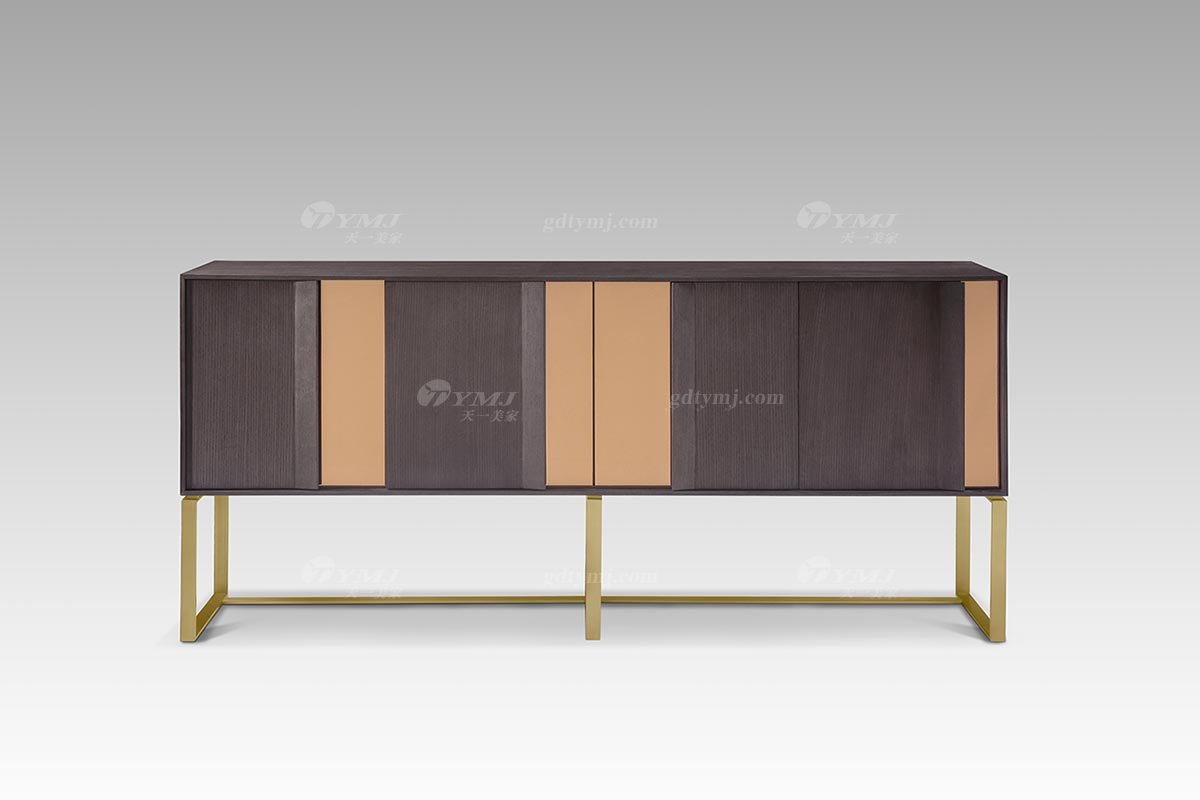 現代輕奢高端別墅家具灰橡裝飾柜