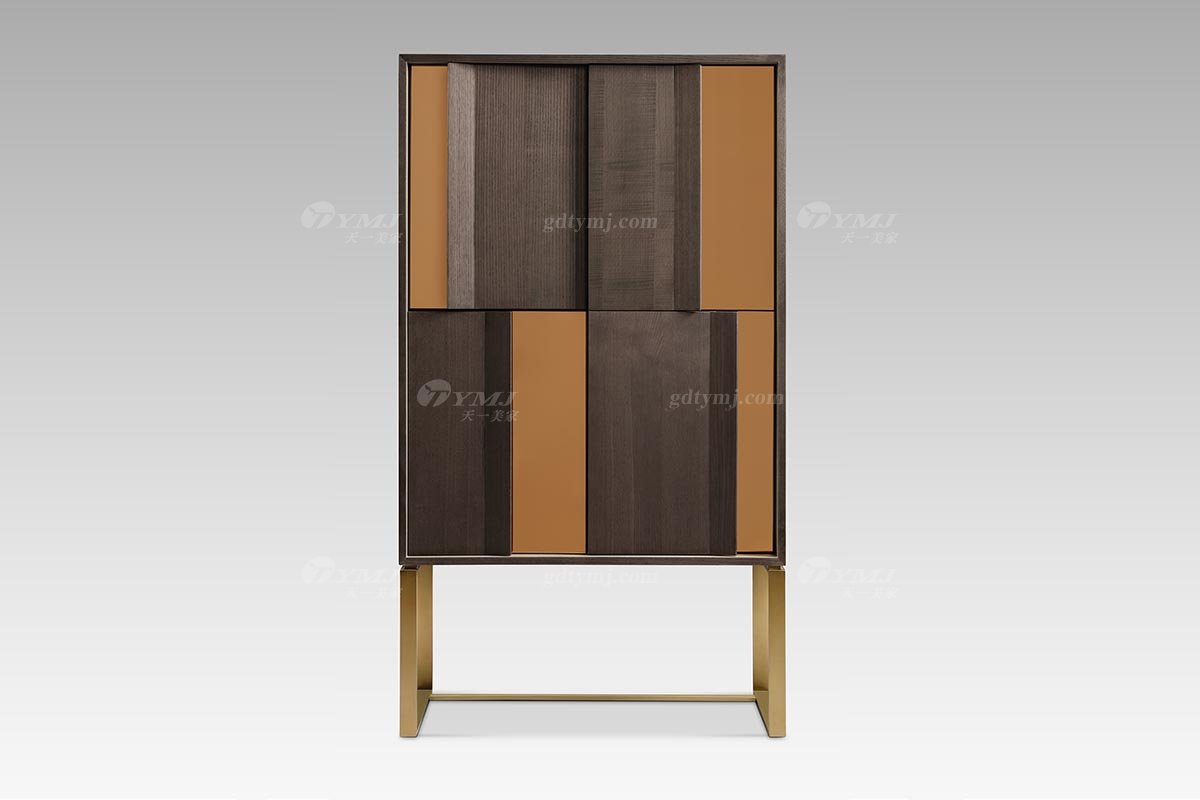 現代輕奢時尚高端別墅家具灰橡邊柜