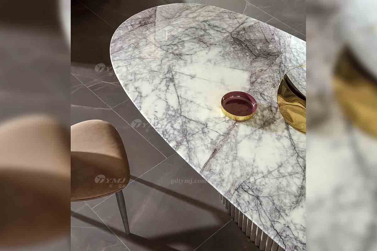 現代輕奢別墅豪華家具時尚高級大理石面+灰橡餐桌餐桌DT2803-20細節