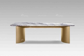 現代輕奢高端別墅家具品牌高級大理石面+意大利金底長餐臺