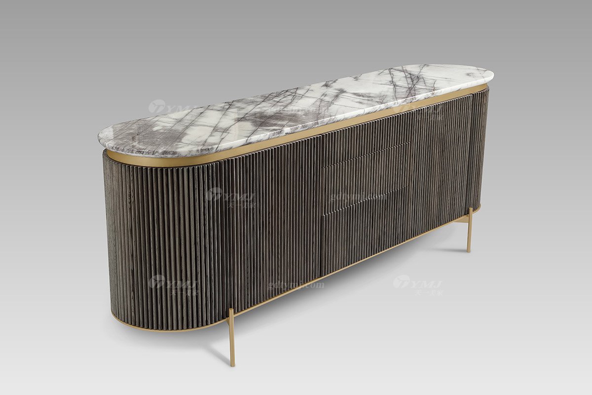 現代輕奢時尚大理石面灰橡+意大利金底吧臺吧臺DT2821側