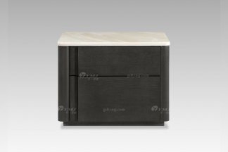 現代輕奢風格高端大理石面灰橡色床頭柜