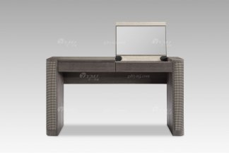 高端別墅家具現代輕奢灰橡色+千鳥格皮妝臺