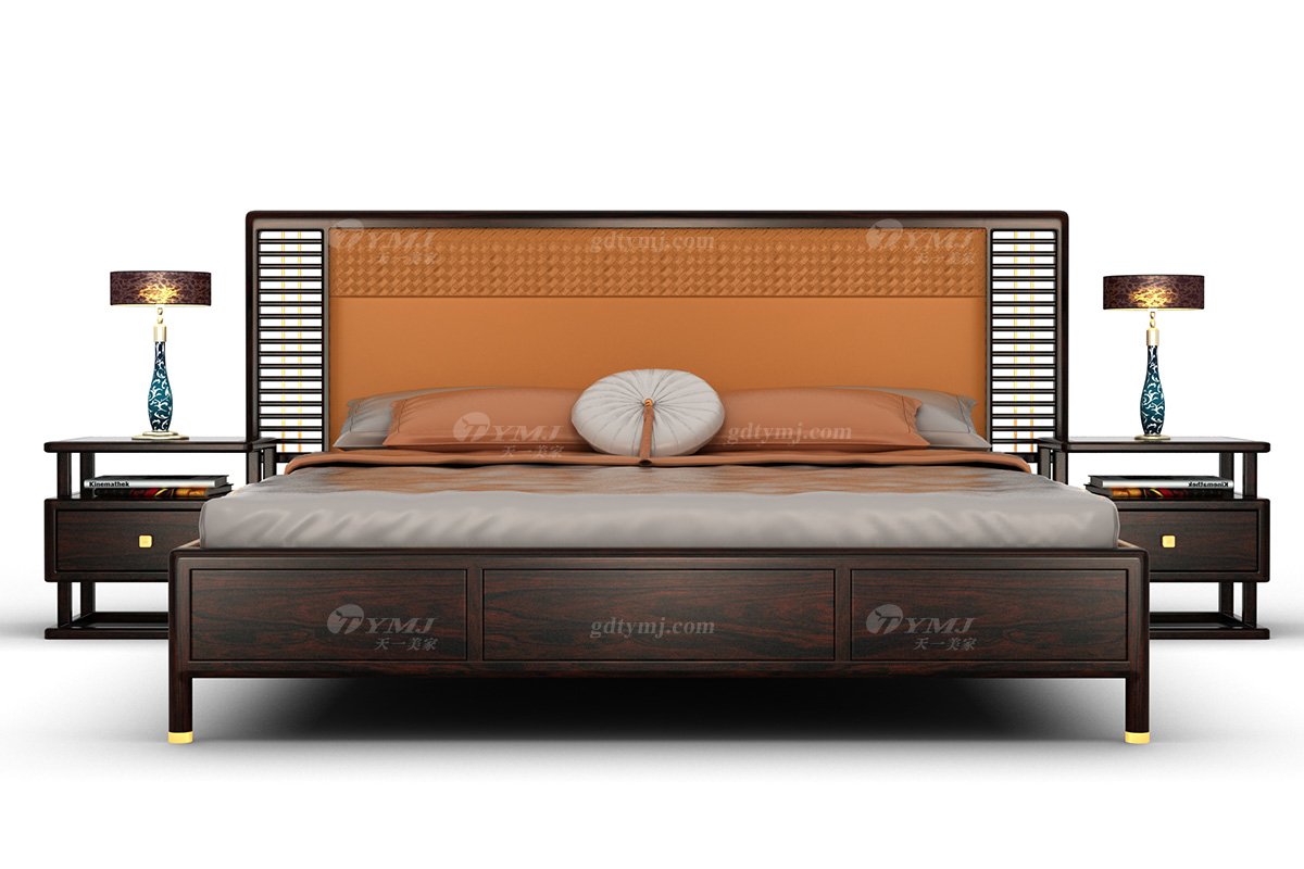 優雅新中式輕奢高端品牌家具黑酸枝實木床頭柜床頭柜H-PMCTG組合