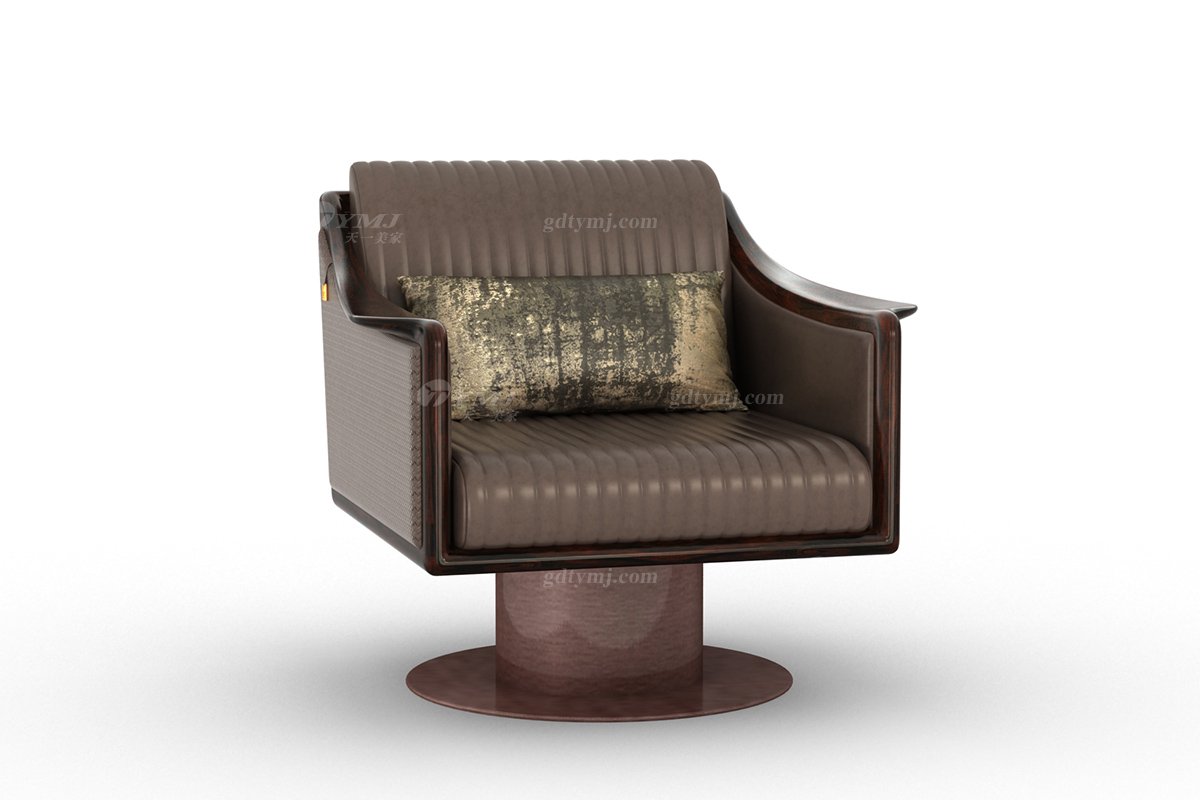 高端時尚新中式輕奢品牌家具黑酸枝木意大利真皮單位沙發