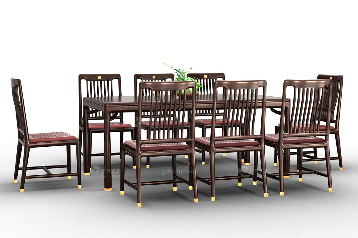 高端會所別墅家用家具簡約新中式輕奢全紅木黑酸枝實木餐椅餐椅H-PMCY-2組合