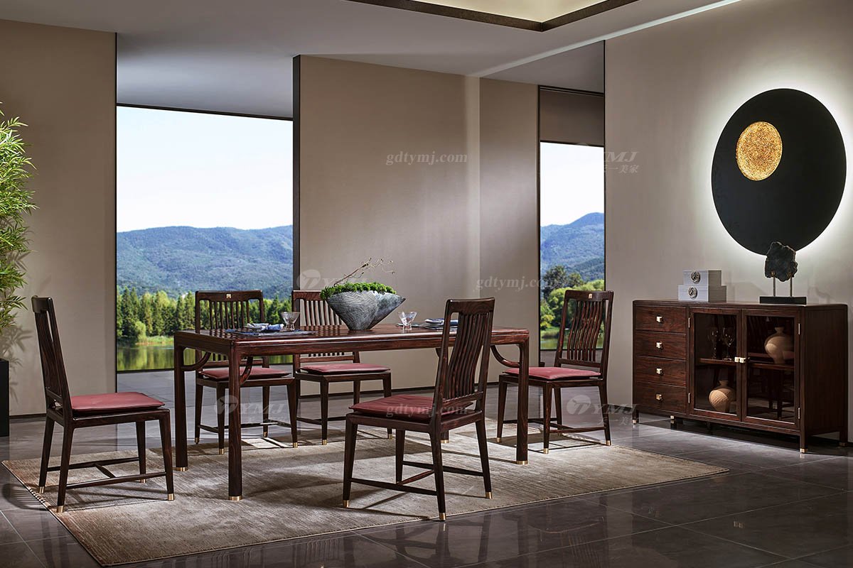 高端會所別墅家用家具簡約新中式輕奢全紅木黑酸枝實木餐椅餐椅H-PMCY-2場景