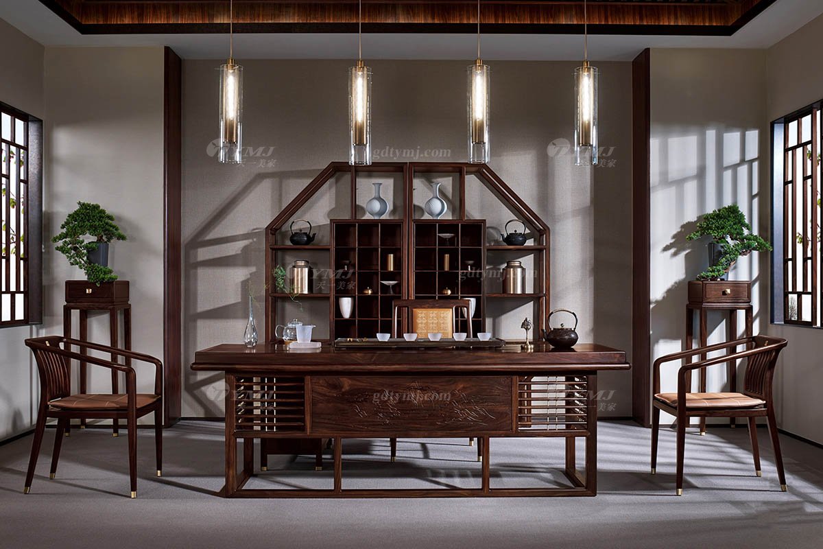 高端會(huì)所別墅家用家具時(shí)尚創(chuàng)意新中式輕奢全紅木黑酸枝實(shí)木博古架博古架H-PMBGJR/H-PMBGJL場(chǎng)景