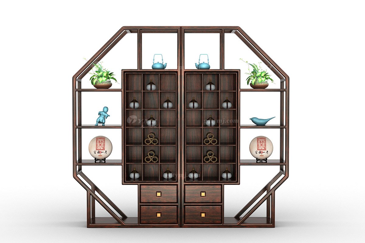 高端會所別墅家用家具時尚創意新中式輕奢全紅木黑酸枝實木博古架