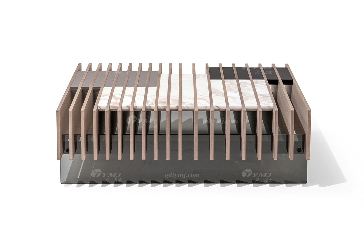 時尚輕奢家具創意高端現代別墅家具品牌北美黑胡桃實木+大理石茶幾CT-17茶幾1