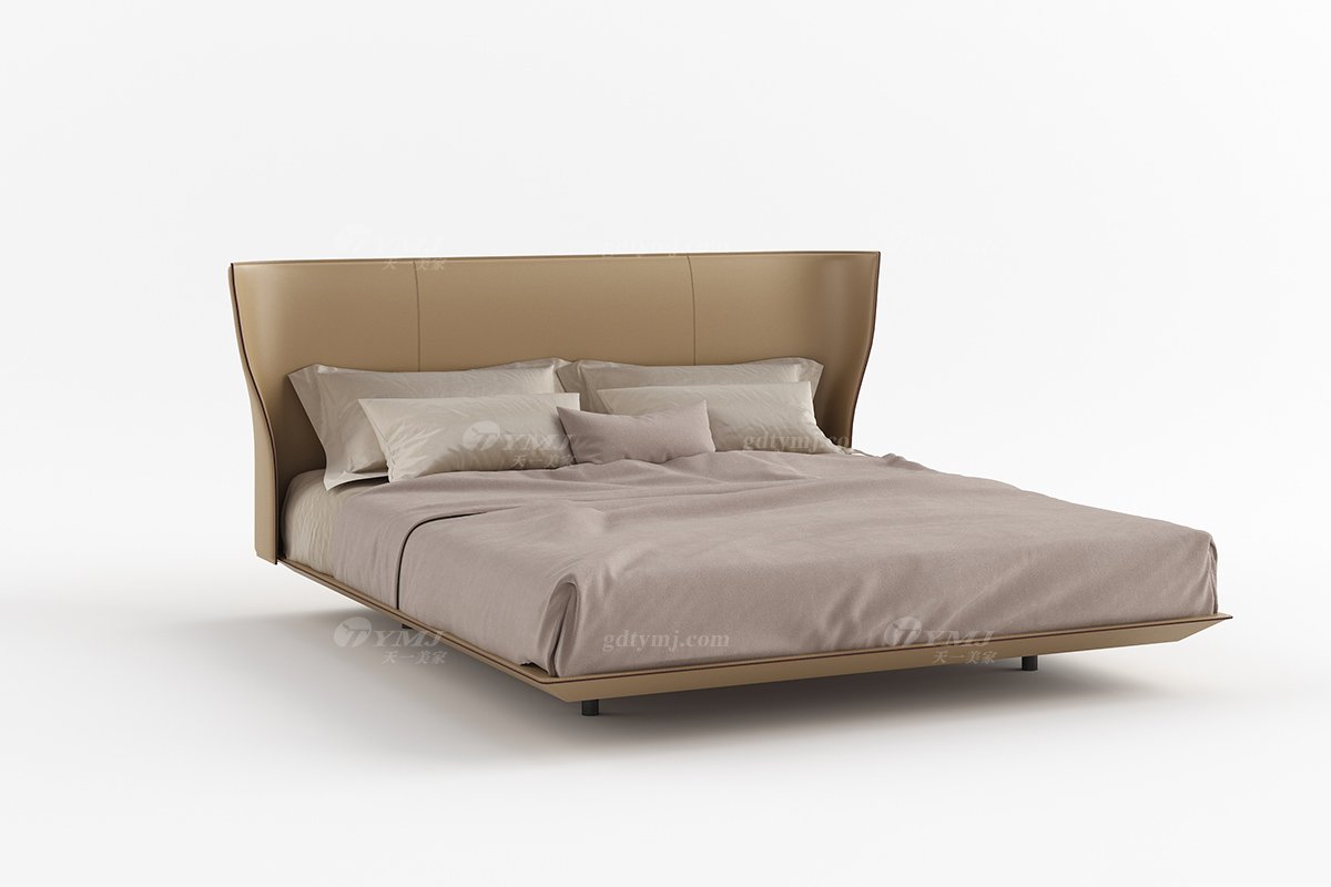 現代輕奢家具品牌臥室別墅家具時尚皮藝軟包大床雙人床