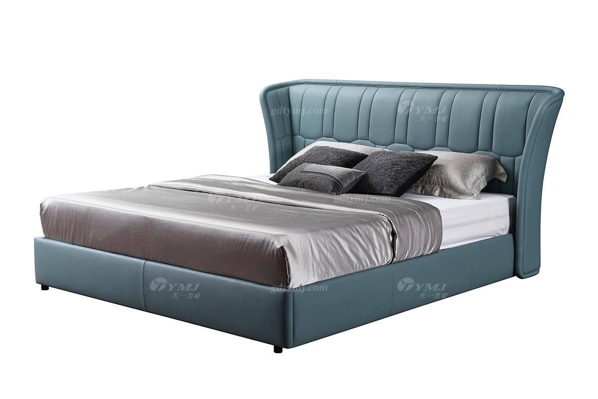 現代時尚家具輕奢別墅家具品牌臥室皮藝軟包綠色舒適大床雙人床A-09大床