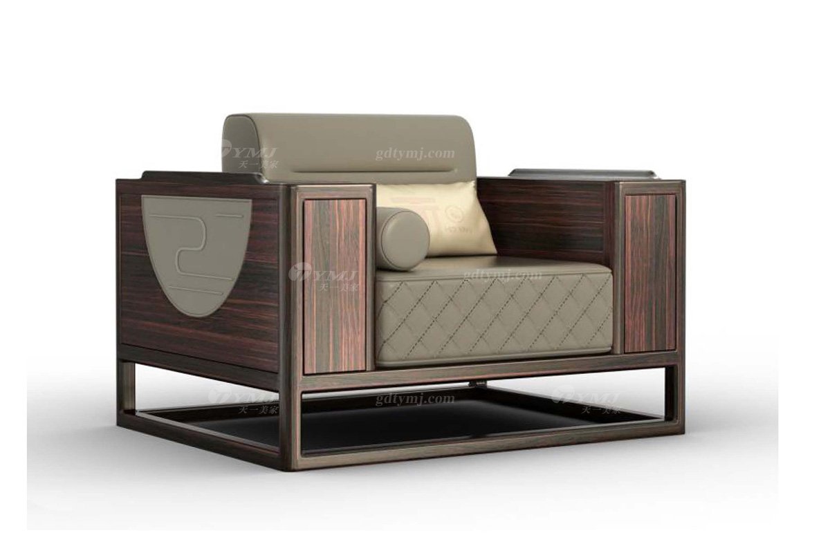 新中式高檔家具會所家具時尚輕奢進口烏金木實木單位沙發
