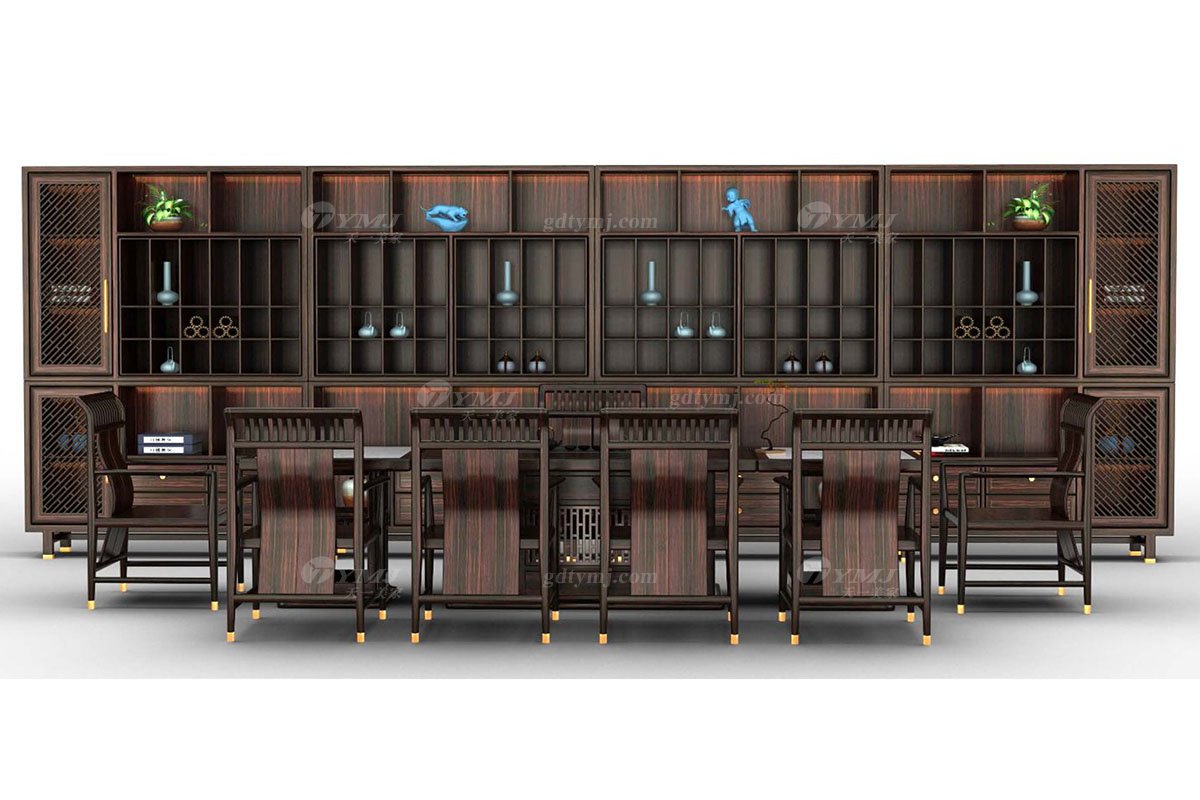 時尚高檔家具品牌輕奢新中式風格進口烏金木實木茶椅H-GQCY茶椅場景