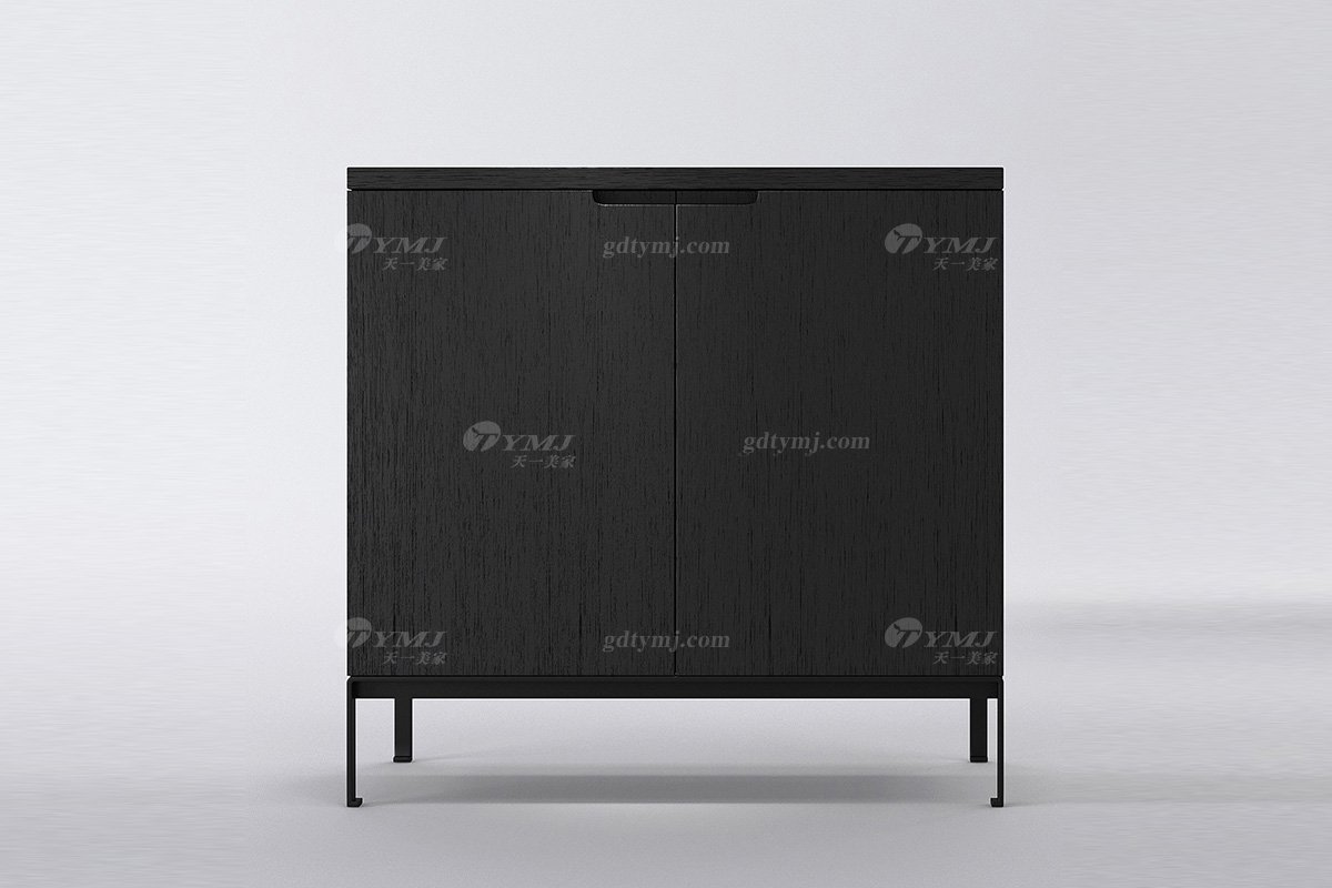 現代輕奢時尚高端別墅家具意式極簡風格客廳實木黑橡色邊柜餐邊柜