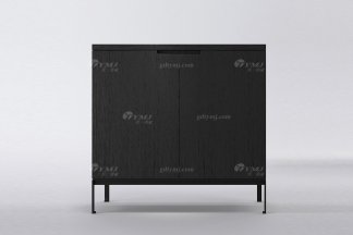 現代輕奢時尚高端別墅家具意式極簡風格客廳實木黑橡色邊柜餐邊柜