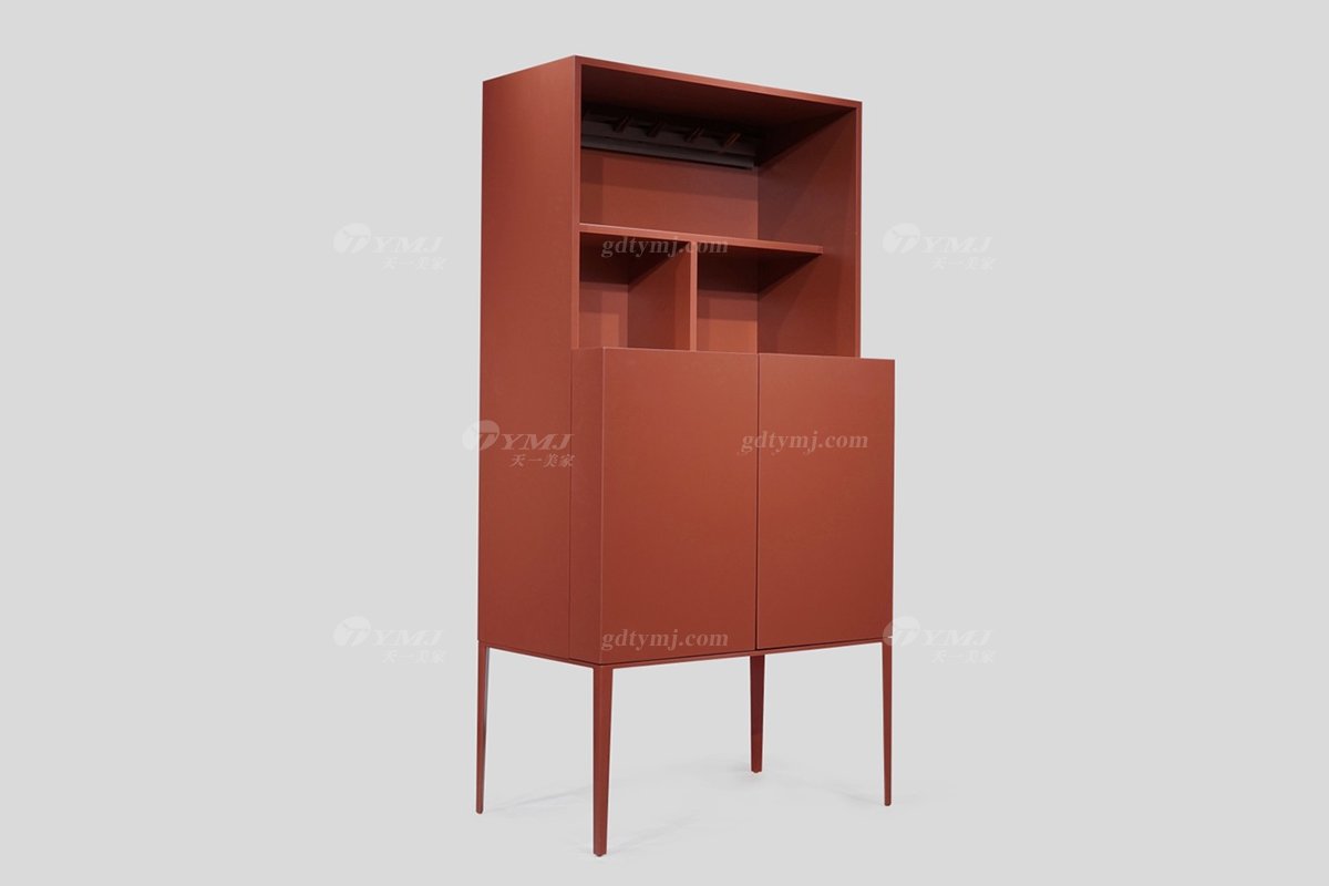 意式極簡(jiǎn)風(fēng)格高端別墅家具現(xiàn)代輕奢時(shí)尚餐廳烤紅漆色裝飾柜LH1651裝飾柜