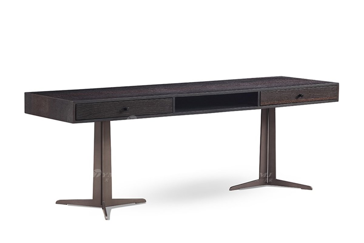 意式極簡風格高端別墅家具現代輕奢時尚客廳煙熏色黑橡色方茶幾LT1753方茶幾