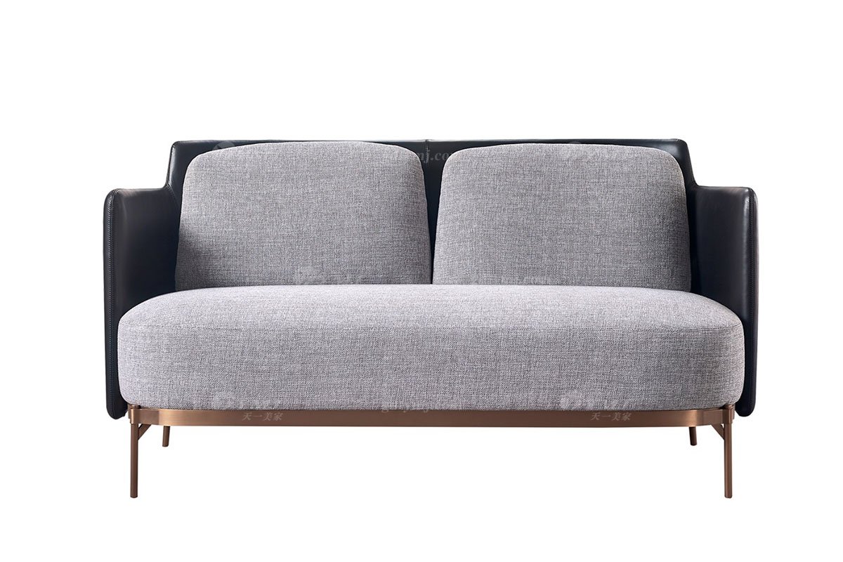 意式極簡風格高端別墅家具現代輕奢時尚客廳皮布藝二位沙發