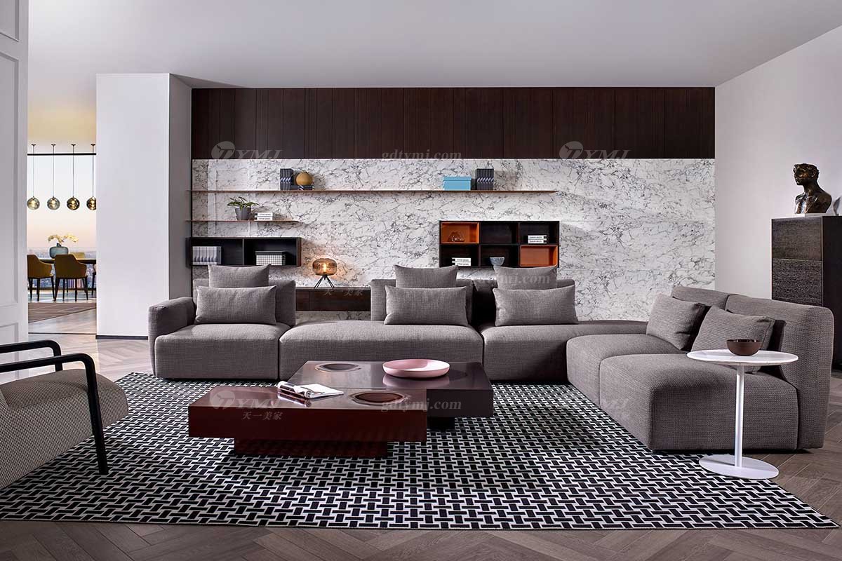 意式極簡風(fēng)格高端別墅家具品牌現(xiàn)代輕奢簡約時(shí)尚客廳舒適布藝組合沙發(fā)LS1705組合沙發(fā)場(chǎng)景