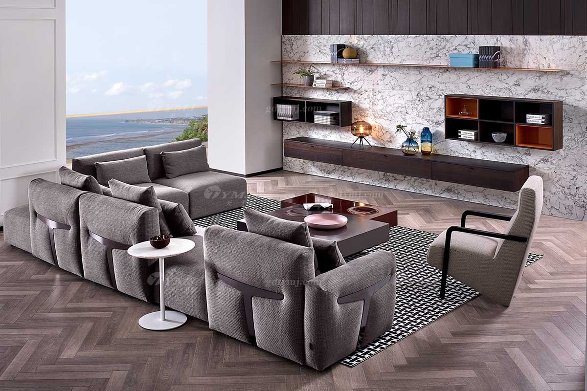 意式極簡風(fēng)格高端別墅家具品牌現(xiàn)代輕奢簡約時(shí)尚客廳舒適布藝組合沙發(fā)LS1705組合沙發(fā)場(chǎng)景1