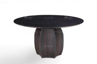 意式極簡風格高端別墅豪宅家具品牌現代輕奢簡約時尚煙熏色+卡拉白石面餐桌