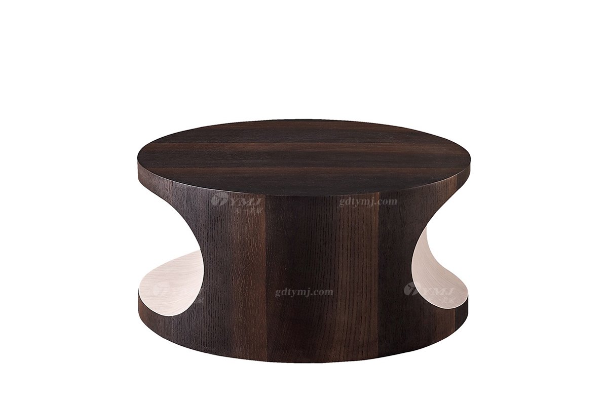 意式極簡風格高端別墅會所家具品牌現代輕奢客廳煙薰+白楓木茶幾