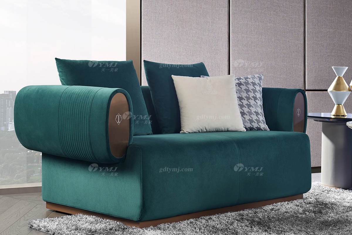 高端別墅豪宅家具星級酒店家具品牌后現代輕奢風格客廳時尚創意綠色皮藝雙人