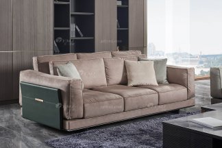 高端會所別墅大宅家具品牌后現代輕奢風格客廳舒適棕色三位沙發