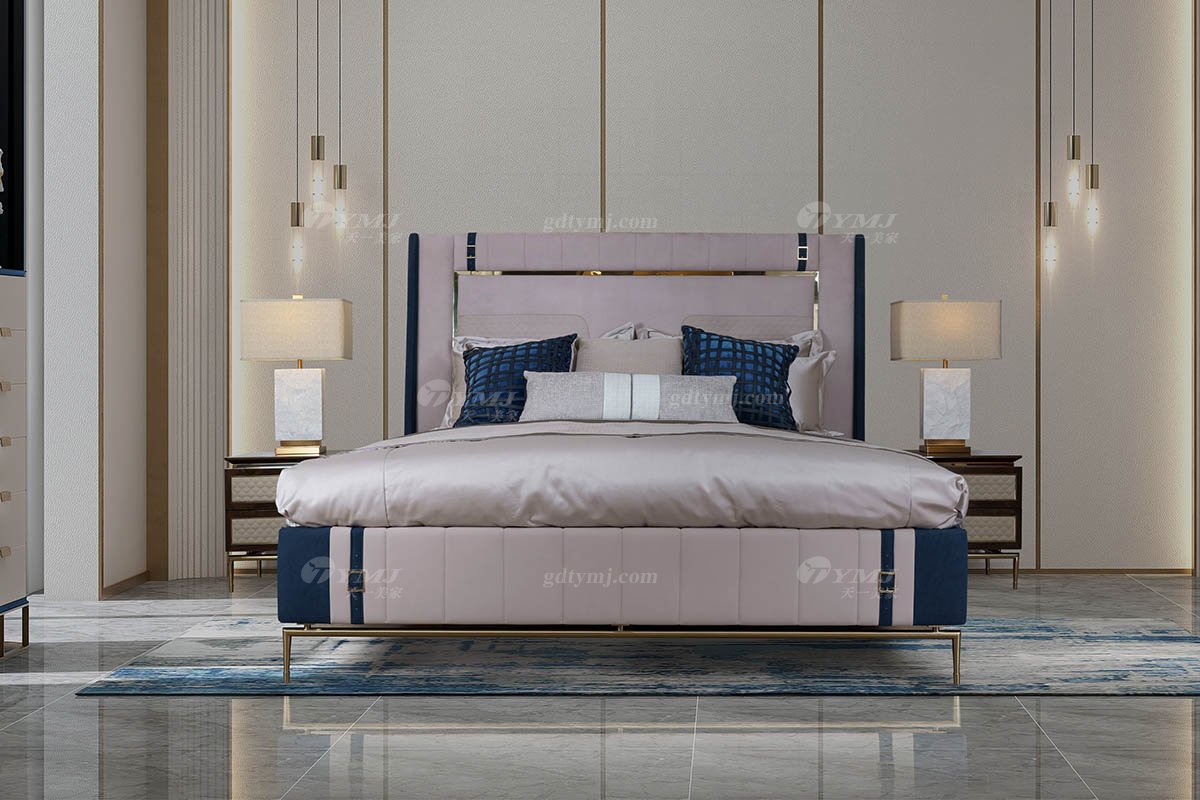 高端簡美輕奢風格家具別墅會所家具品牌臥室實木+金屬床頭柜3025-101床頭柜場景