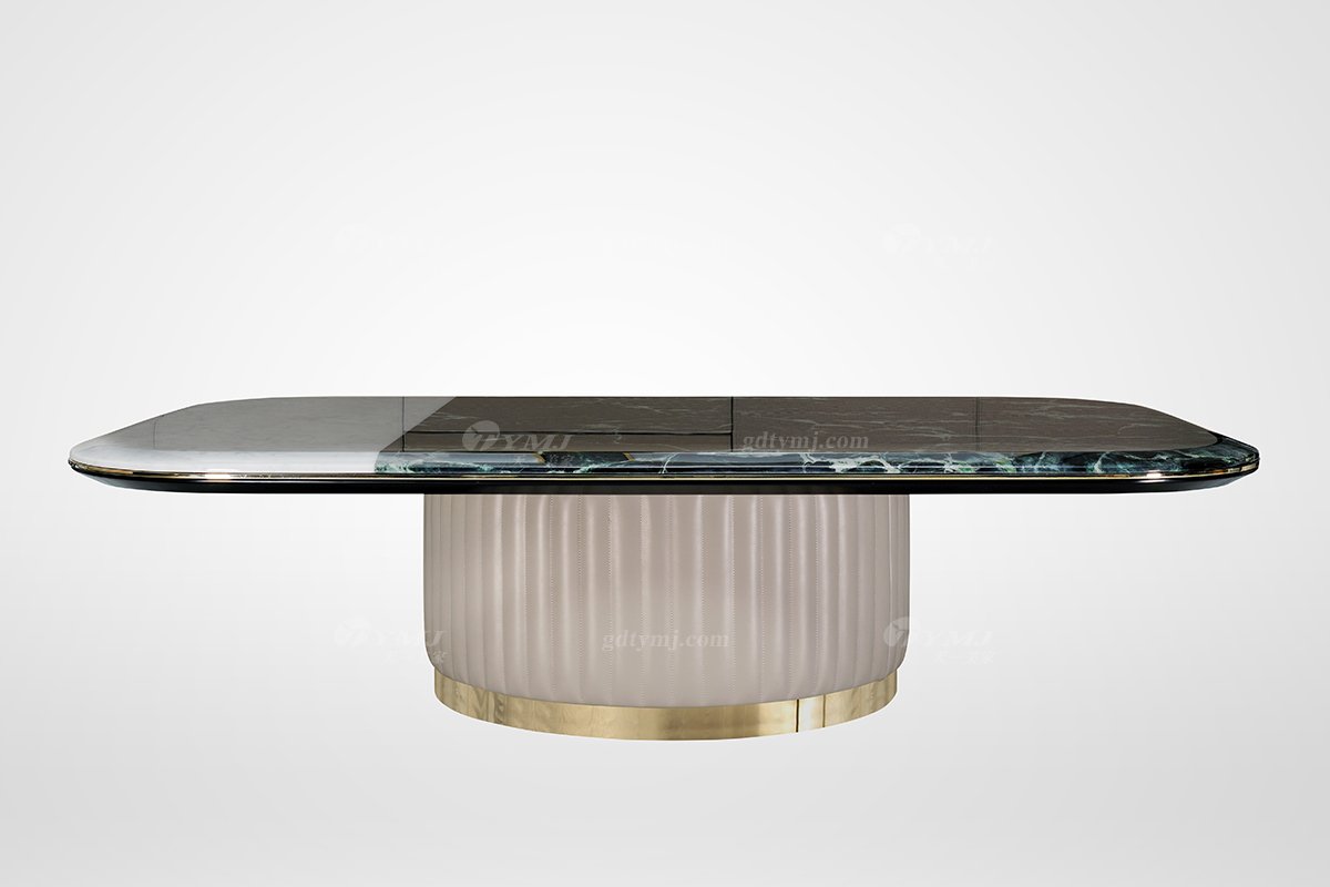 高端簡美輕奢風格家具別墅會所家具品牌客廳時尚金屬底+大理石面茶幾