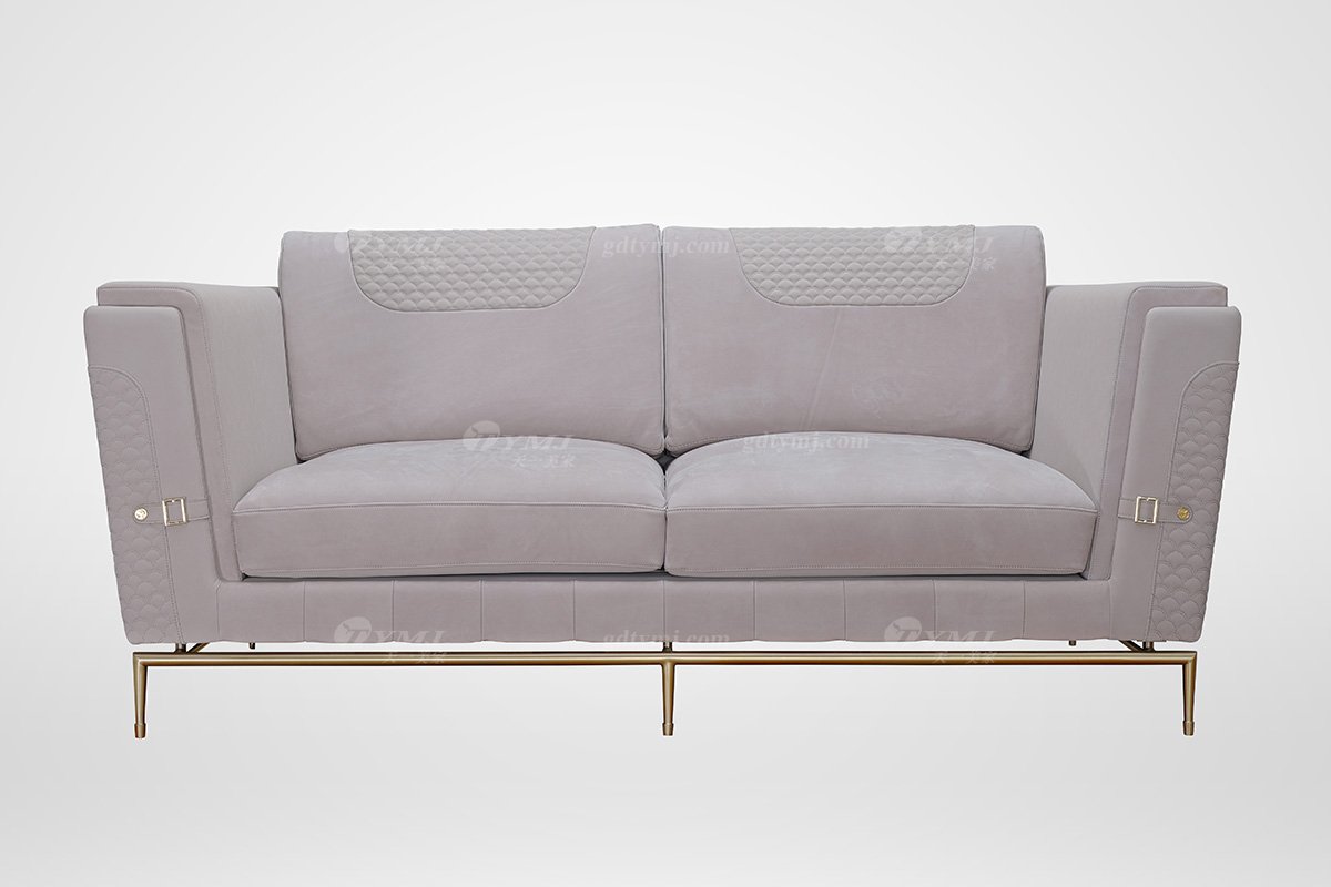 簡美輕奢風格家具高端別墅會所家具品牌客廳時尚金屬底布藝二位沙發