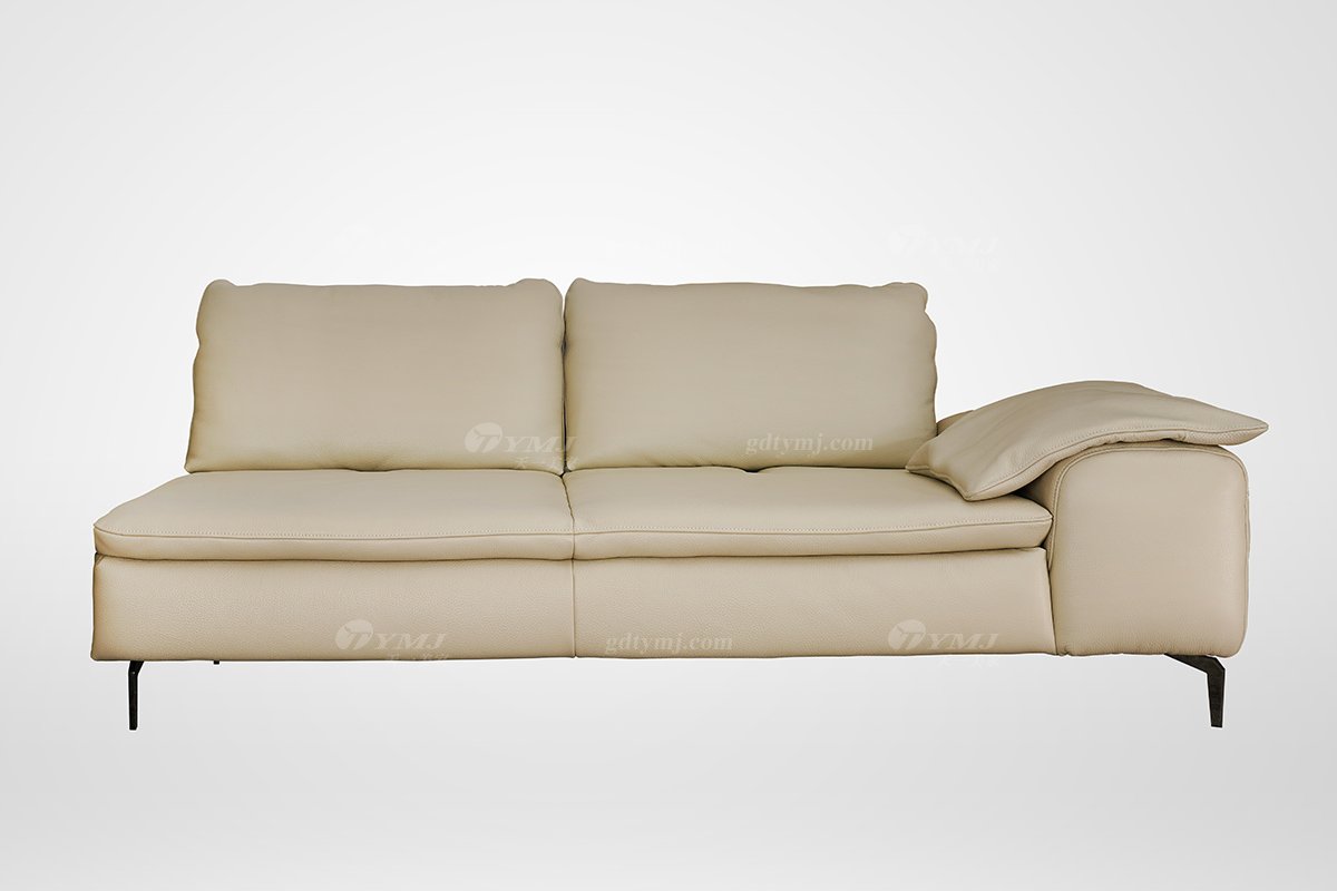 高端輕奢風格家具別墅豪宅家具品牌星級酒店家具客廳時尚米色皮藝三位沙發5238-3L三位沙發