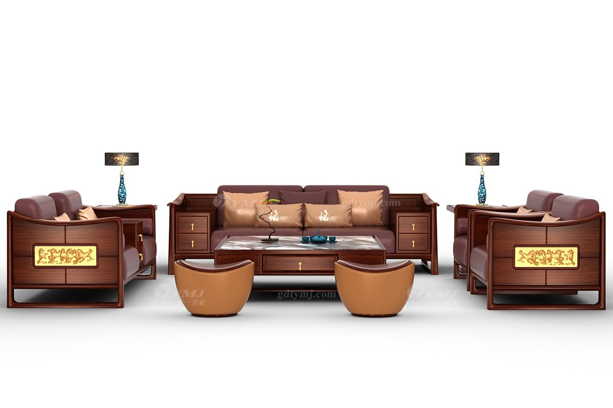 高端新中式辦公家具風格品牌家具簡約實木安哥拉紫檀坐凳休閑凳馬到成功休閑凳場景