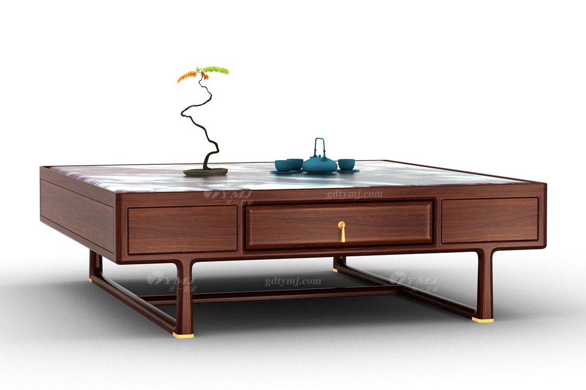 高端新中式辦公家具風(fēng)格品牌家具簡約實木安哥拉紫檀茶幾