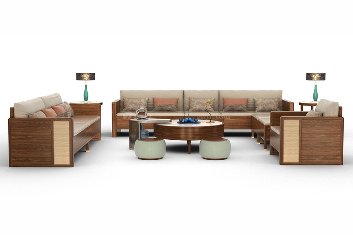 新中式高端別墅家具品牌簡約風格客廳時尚綠色生態皮藝圓坐墩H-XDZD坐墩場景