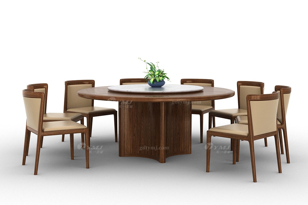 新中式風格家具高端會所家具品牌簡約餐廳家具實木+生態皮藝餐椅H-XLCY餐椅場景