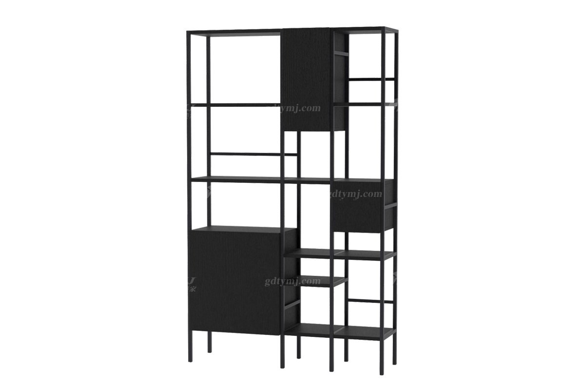 極簡(jiǎn)風(fēng)格家具高級(jí)別墅會(huì)所家用簡(jiǎn)約碳素鋼煙熏木皮書(shū)架
