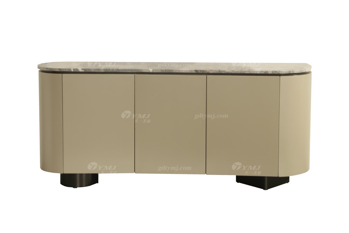 極簡風格家具別墅會所簡約香檳金屬+天然大理石家用餐邊柜
