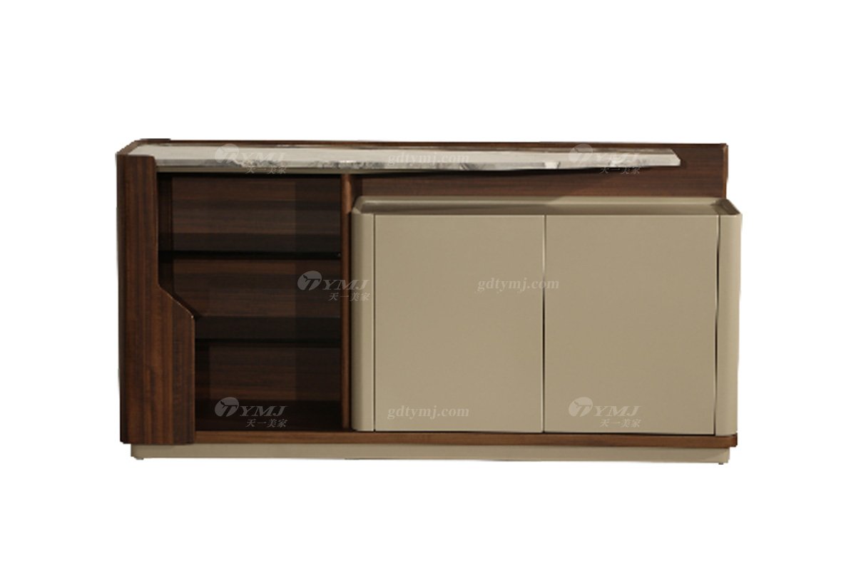 極簡風格家具高端別墅會所簡約天然大理石卡其色餐邊柜