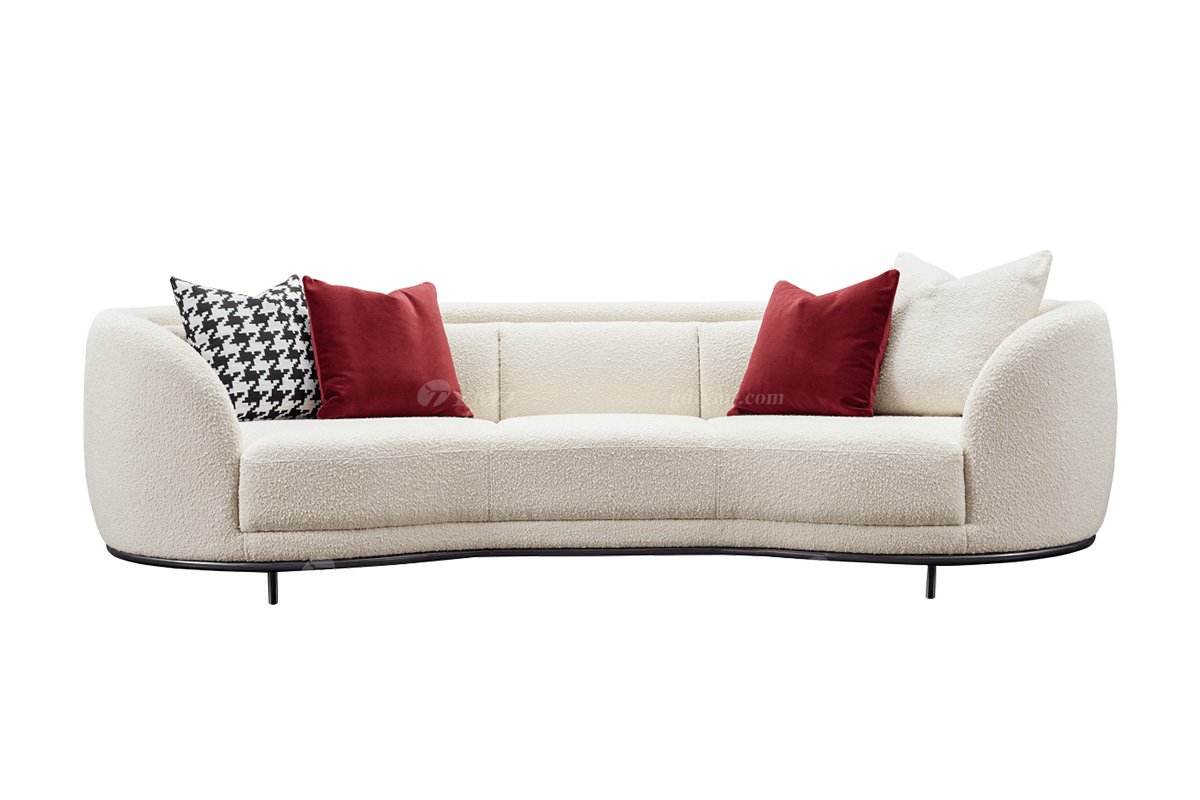 極簡風格家具高端別墅會所大宅時尚創意實木白色布藝扶手四位沙發