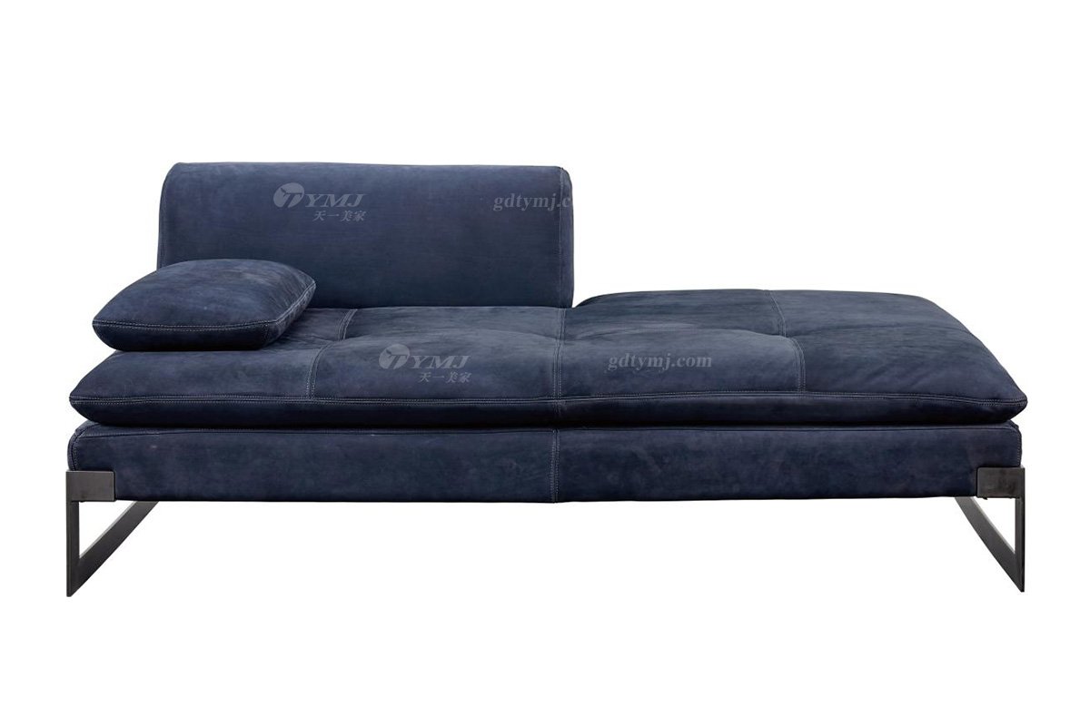 極簡風格家具高端別墅會所大宅簡約實木磨砂皮無扶手貴妃沙發