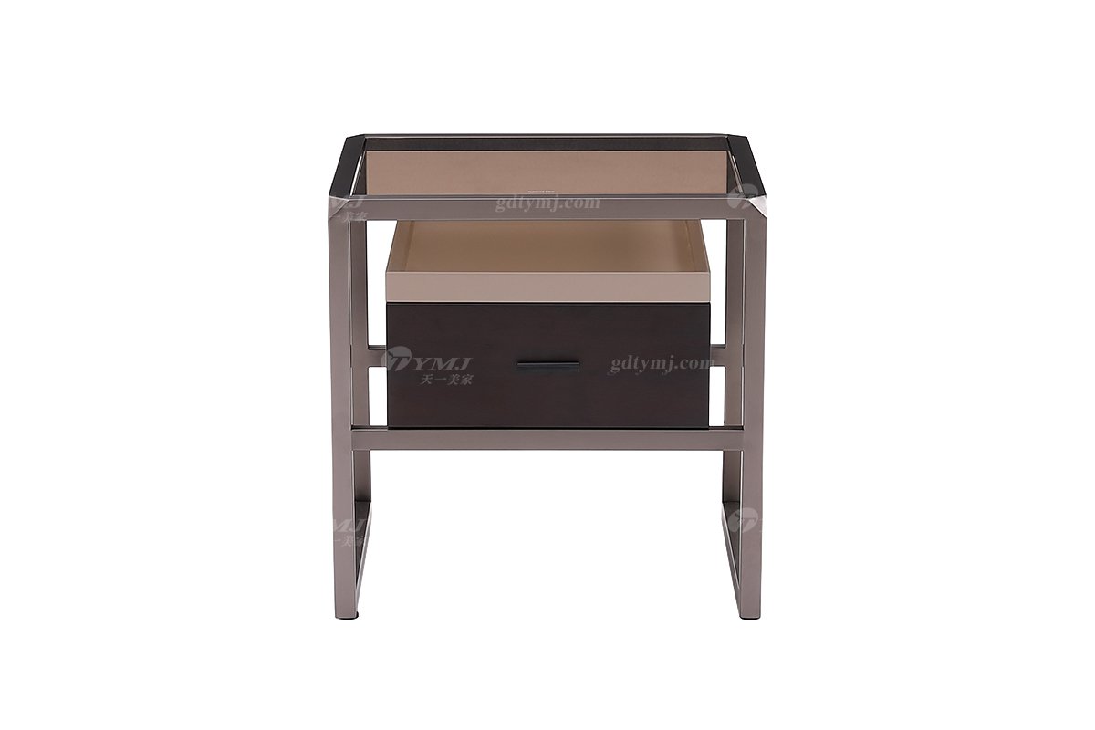 意式極簡風格家具高端別墅會所大宅時尚簡約茶玻鋼化床頭柜