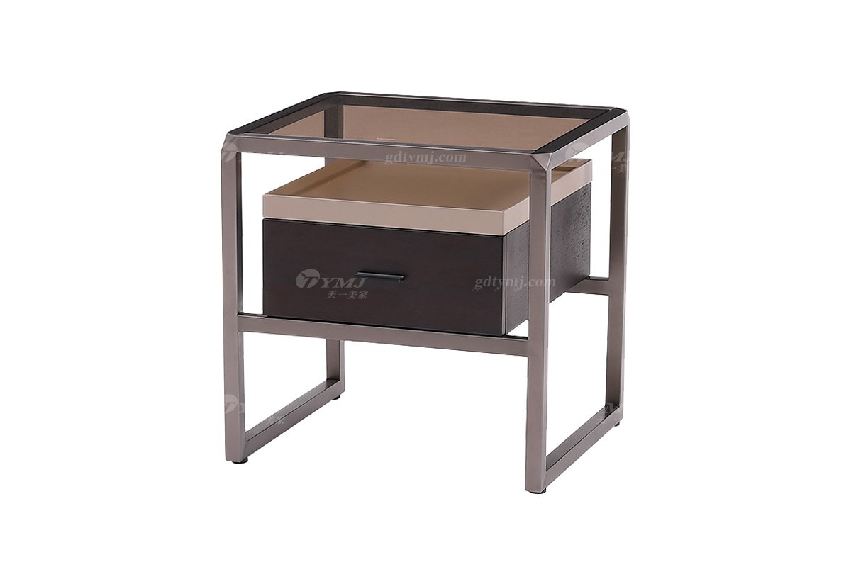 意式極簡風(fēng)格家具高端別墅會所大宅時(shí)尚簡約茶玻鋼化床頭柜BRK6557床頭柜