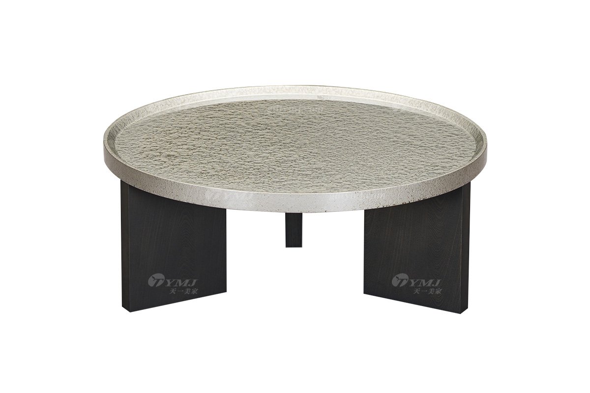 時尚高端意式極簡家具大宅家用實木+水波紋色圓幾圓茶幾圓角幾2208小圓幾卡其色