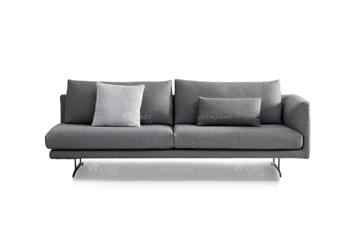 時尚高端現代極簡家具別墅大宅家用灰色布藝單扶手三位沙發